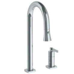 Watermark Watermark - H-Line Deck Mounted 2 Hole Gooseneck Prep Faucet With Pull Down Spray