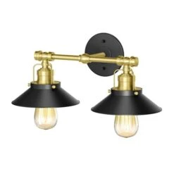 Gatco - Modern Farmhouse Metal Double Sconce, Matte Black/Brushed Brass
