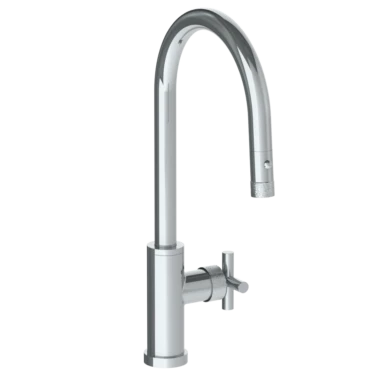 Watermark Watermark -Sense Deck Mounted 1 Hole Gooseneck Kitchen Faucet With Pull Down Spray - High Spout 3 Watermark Watermark -Sense Deck Mounted 1 Hole Gooseneck Kitchen Faucet With Pull Down Spray - High Spout