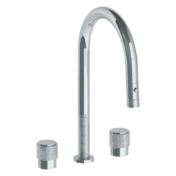 Watermark Watermark -Sense Deck Mounted 3 Hole Gooseneck Kitchen Faucet With Pull Down Spray