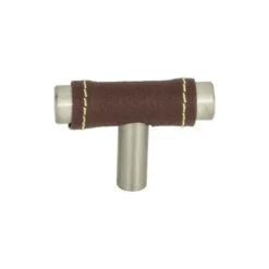 Atlas Homewares - Zanzibar 1 7/8 Inch Length Geometric Brown Leather Knob