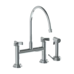 Watermark Watermark - Transitional Deck Mounted Bridge Kitchen Faucet With Extended Spout And Independent Side Spray