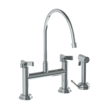 Watermark Watermark - Transitional Deck Mounted Bridge Kitchen Faucet With Extended Spout And Independent Side Spray 3 Watermark Watermark - Transitional Deck Mounted Bridge Kitchen Faucet With Extended Spout And Independent Side Spray