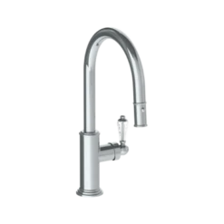 Watermark Watermark - Stratford Deck Mounted 1 Hole Gooseneck Kitchen Faucet With Pull Down Spray - Low Spout
