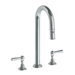 Watermark Watermark - Stratford Deck Mounted 3 Hole Gooseneck Top Prep Faucet With Pull Down Spray