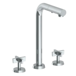 Watermark Watermark - Blue Deck Mounted 3 Hole Square Top Prep Faucet With Pull Out Spray