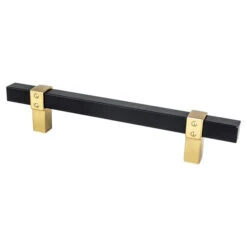 Berenson Berenson - Rivet Rebel 128mm CC Matte Black Bar And Modern Brushed Gold Posts Pull