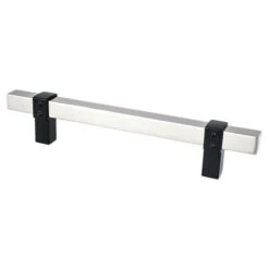 Berenson Berenson - Rivet Rebel 128mm CC Brushed Nickel Bar And Matte Black Posts Pull
