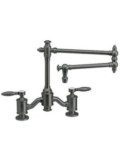 Waterstone Waterstone - Towson Bridge Faucet - 18 Inch Articulated Spout - Lever Handles -Plumb Tile 6100 18 GR