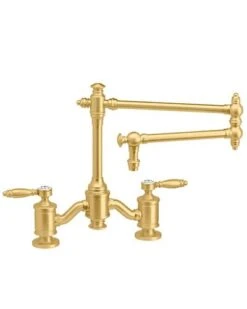 Waterstone Waterstone - Towson Bridge Faucet - 18 Inch Articulated Spout - Lever Handles -Plumb Tile 6100 18 SB