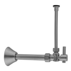 Jaclo - Quarter Turn Angle Pattern 5/8 Inch O.D. Compression (Fits 1/2 Inch Copper) X 3/8 Inch O.D. Toilet Supply Kit Contempo Lever Handle, 20 Inch Supply Tube, Cover Tube, Escutcheon