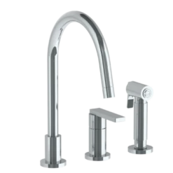 Watermark Watermark -Rainey Deck Mounted 3 Hole Gooseneck Kitchen Set - Includes Side Spray