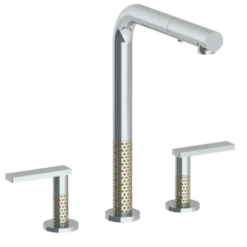 Watermark Watermark - Lily Deck Mounted 3 Hole Square Top Kitchen Faucet With Pull Out Spray