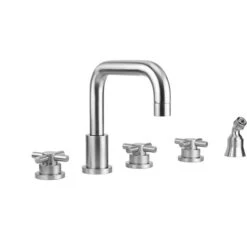 Jaclo Jaclo - Contempo Downtown Roman Tub Set With Low Contempo Cross Handles And Angled Handshower Holder