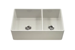 Hamat Hamat - Chelsea 33 Inch Apron-Front Fireclay 60/40 Double Bowl Kitchen Sink