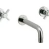 Phylrich - Basic Wall Lavatory Set 7 1/2 Inch Spout - Blade Cross Handles -Plumb Tile DWL137 026