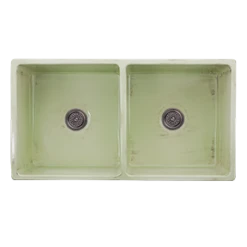Nantucket Sinks Nantucket Sinks - Double Bowl Farmhouse Fireclay Sink With Shabby Green Finish