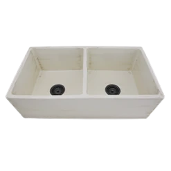 Nantucket Sinks Nantucket Sinks - Double Bowl Farmhouse Fireclay Sink With Shabby Straw Finish