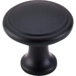 Top Knobs - Ringed 1 1/8 Inch Diameter Round Knob - Flat Black