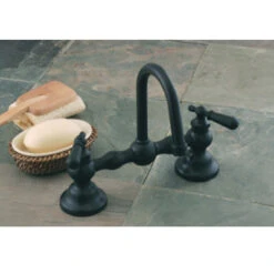 Strom Living - 12 Inch Columbia Set W/Gooseneck Spout, Lever Handles & Lift & Turn Drain