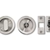 Linnea Linnea - Round Privacy Pocket Door Hardware Set With Finger Edge Pull Minimum Door Thickness 1-3/8 Inch -Plumb Tile PL66R OV PR PSS
