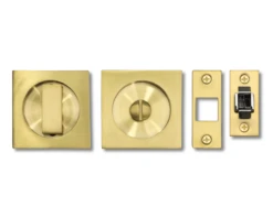 Linnea Linnea - Square Privacy Pocket Door Hardware With Finger Edge Pull Minimum Door Thickness 1-3/8 Inch -Plumb Tile PL66S RC PR SBR