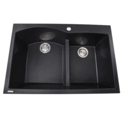 Nantucket Sinks Nantucket Sinks - 60/40 Double Bowl Dual-mount Granite Composite Black
