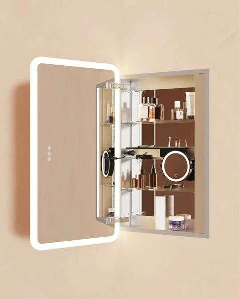 Robern Robern - Presence 24X44, Rounded Corner Lighted Frameless Single Door Medicine Cabinet 3 Robern Robern - Presence 24X44, Rounded Corner Lighted Frameless Single Door Medicine Cabinet