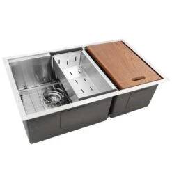 Nantucket Sinks Nantucket Sinks - Offset Double Bowl Prep Station Small Radius Undermount St. Sink With Accessories