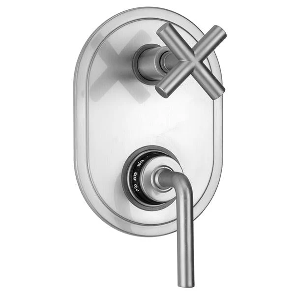 Jaclo - Oval Plate With Contempo Slim Lever Thermostatic Valve With Contempo Slim Cross Built-in 2-Way Or 3-Way Diverter/Volume Controls (J-TH34-686 / J-TH34-687 / J-TH34-688 / J-TH34-689) 3 Jaclo - Oval Plate With Contempo Slim Lever Thermostatic Valve With Contempo Slim Cross Built-in 2-Way Or 3-Way Diverter/Volume Controls (J-TH34-686 / J-TH34-687 / J-TH34-688 / J-TH34-689)
