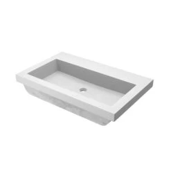 Native Trails Native Trails - Trough 3019 NativeStone Rectangular Bathroom Sink -Plumb Tile Trough 3019 Concrete Bathroom Sink No Faucet Hole Pearl NSL3019 PX SILO ANGLE
