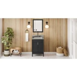 Jeffrey Alexander Jeffrey Alexander - 24 Inch Theodora Vanity With Vanity Top And Undermount Rectangle Bowl 24 Jeffrey Alexander Jeffrey Alexander - 24 Inch Theodora Vanity With Vanity Top And Undermount Rectangle Bowl -Plumb Tile VKITTHE24BKSGR Hardware Resources Black