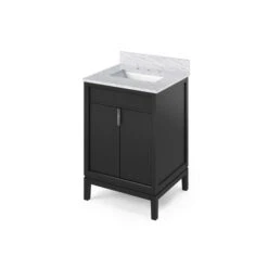 Jeffrey Alexander Jeffrey Alexander - 24 Inch Theodora Vanity With Vanity Top And Undermount Rectangle Bowl 37 Jeffrey Alexander Jeffrey Alexander - 24 Inch Theodora Vanity With Vanity Top And Undermount Rectangle Bowl -Plumb Tile VKITTHE24BKWCR Hardware Resources Black