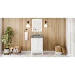 Jeffrey Alexander Jeffrey Alexander - 24 Inch Theodora Vanity With Vanity Top And Undermount Rectangle Bowl 32 Jeffrey Alexander Jeffrey Alexander - 24 Inch Theodora Vanity With Vanity Top And Undermount Rectangle Bowl -Plumb Tile VKITTHE24WHSGR Hardware Resources White