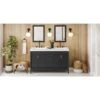 Jeffrey Alexander Jeffrey Alexander - 60 Inch Theodora Vanity With Vanity Top And Double Rectangle Bowls -Plumb Tile VKITTHE60BKLAR Hardware Resources Black