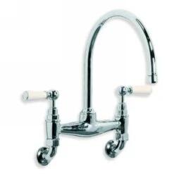 Lefroy Brooks Lefroy Brooks - Classic White Lever Wall Mounted Kitchen Bridge Mixer