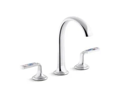 Kallista - Script Decorative Sink Faucet, Arch Spout, Enamel Spring Rain Lever Handles