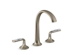 Kallista - Script Decorative Sink Faucet, Arch Spout, Enamel Spring Rain Lever Handles -Plumb Tile aad48565 rgb