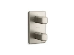 Kallista Kallista - Bezel 2-Outlet Stacked Thermostatic Trim 9 Kallista Kallista - Bezel 2-Outlet Stacked Thermostatic Trim -Plumb Tile aag67620 rgb