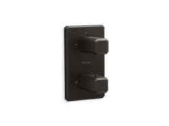 Kallista Kallista - Bezel 2-Outlet Stacked Thermostatic Trim 12 Kallista Kallista - Bezel 2-Outlet Stacked Thermostatic Trim -Plumb Tile aag67626 rgb