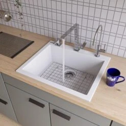 Alfi Alfi - 24 Inch Drop-In Single Bowl Granite Composite Kitchen Sink -Plumb Tile ab2420di w