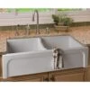 Alfi Alfi - 39 Inch Arched Apron Thick Wall Fireclay Double Bowl Farm Sink 2 Alfi Alfi - 39 Inch Arched Apron Thick Wall Fireclay Double Bowl Farm Sink -Plumb Tile ab3918arch w