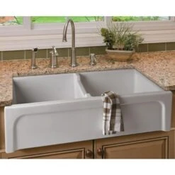Alfi Alfi - 39 Inch Arched Apron Thick Wall Fireclay Double Bowl Farm Sink