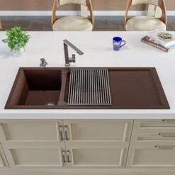Alfi Alfi - 46 Inch Double Bowl Granite Composite Kitchen Sink With Drainboard