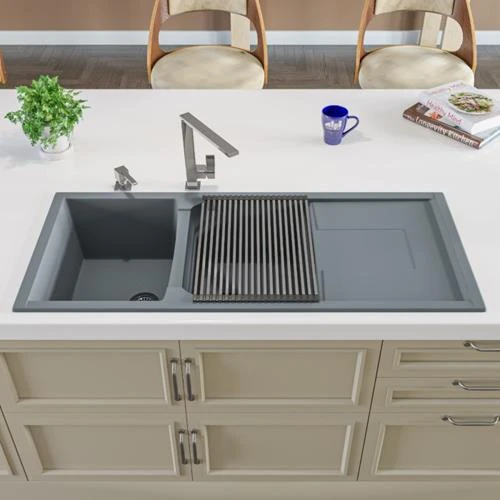 Alfi Alfi - 46 Inch Double Bowl Granite Composite Kitchen Sink With Drainboard 6 Alfi Alfi - 46 Inch Double Bowl Granite Composite Kitchen Sink With Drainboard - Image 4