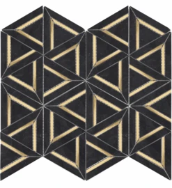 Roca Tile - Nero Marquina Metal Geo 12 X 14 Mosaic