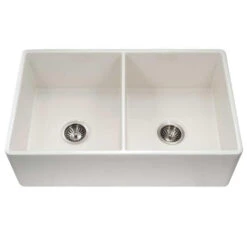 Hamat Hamat - Chelsea 33 Inch Apron-Front Fireclay Double Bowl Kitchen Sink