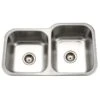 Hamat Hamat - Classic 32 Inch Undermount Stainless Steel 40/60 Double Bowl Kitchen Sink, Small Bowl Left -Plumb Tile cla 3221dl