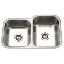 Hamat Hamat - Classic 32 Inch Undermount Stainless Steel 40/60 Double Bowl Kitchen Sink, Small Bowl Left