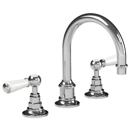 Lefroy Brooks - Classic Tubular 3-Hole Basin Mixer With White Levers 3 Lefroy Brooks - Classic Tubular 3-Hole Basin Mixer With White Levers